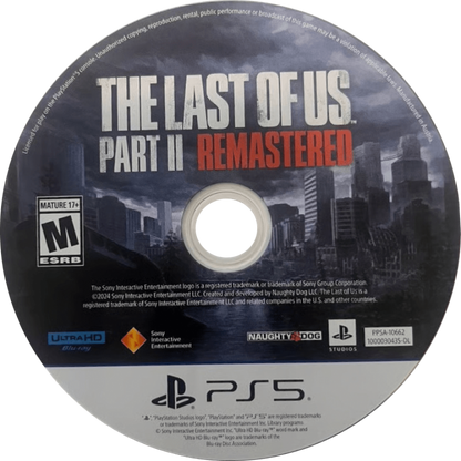 The Last of Us Part II [Remastered] disc for PlayStation 5 (PS5) action adventure video game