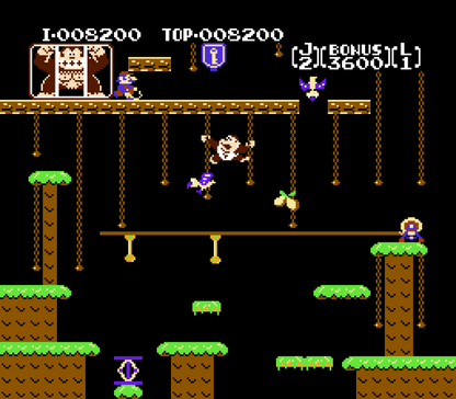 Donkey Kong Jr 5 Screw Nintendo Entertainment System NES video game featuring classic arcade platforming gameplay Donkey Kong Jr character climbing vines jumping between platforms fruit collecting key grabbing obstacles avoiding Snapjaws and enemies rescuing Donkey Kong from Mario and classic 8 bit Nintendo arcade action retro video game collection collectible gaming appeal gameplay