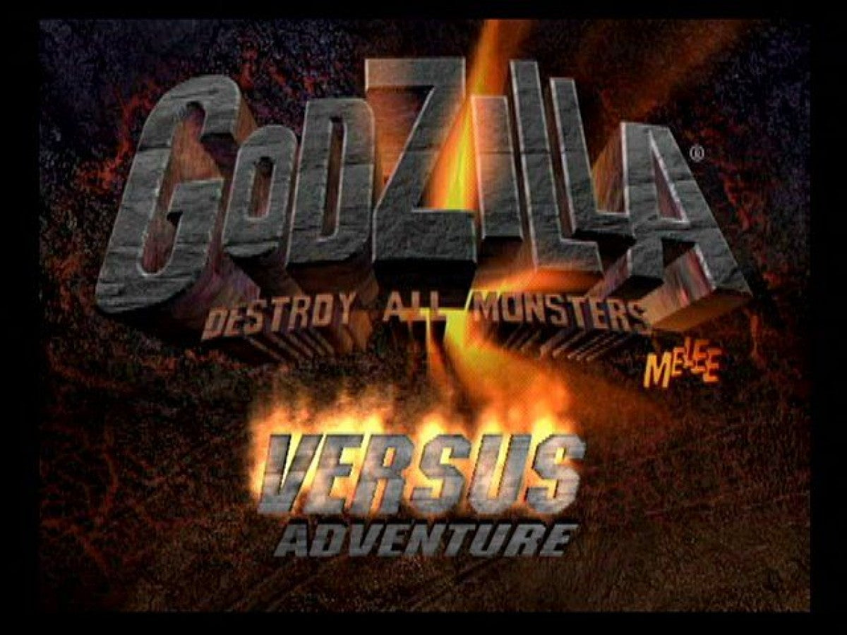 Godzilla: Destroy All Monsters Melee start screen for GameCube (GC) fighting action video game