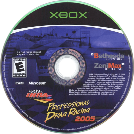 IHRA Professional Drag Racing 2005 for original Xbox drag racing simulation game featuring licensed IHRA tracks pro stock funny car top fuel classes career mode realistic quarter mile racing disc