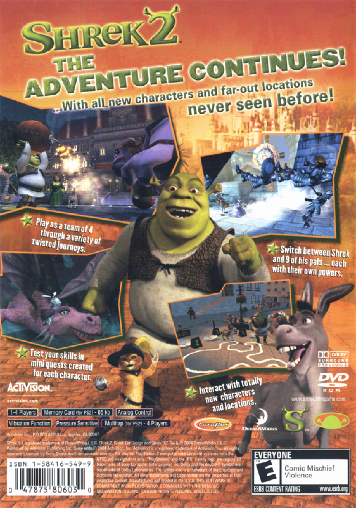 Shrek 2 Greatest Hits retro PlayStation 2 video game Shrek 2 action adventure platform puzzle solving cooperative gameplay DreamWorks movie based console title PlayStation 2 release back of case