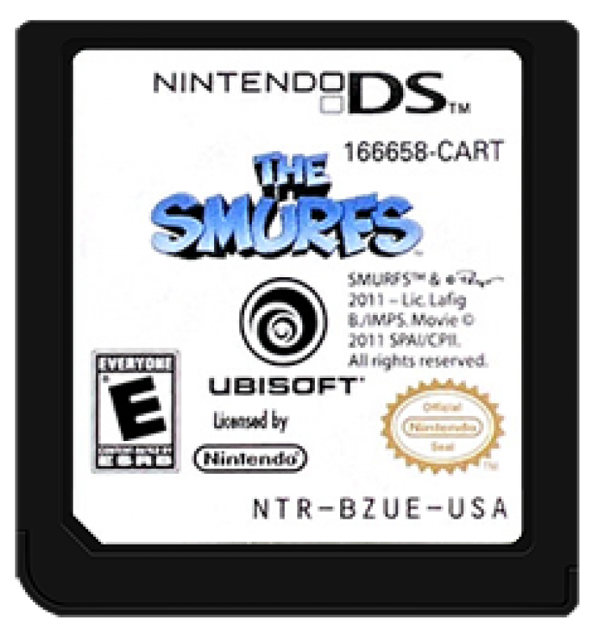 The Smurfs cartridge art for Nintendo DS (DS) video game