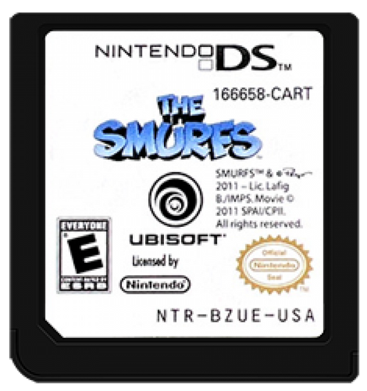 The Smurfs cartridge art for Nintendo DS (DS) video game