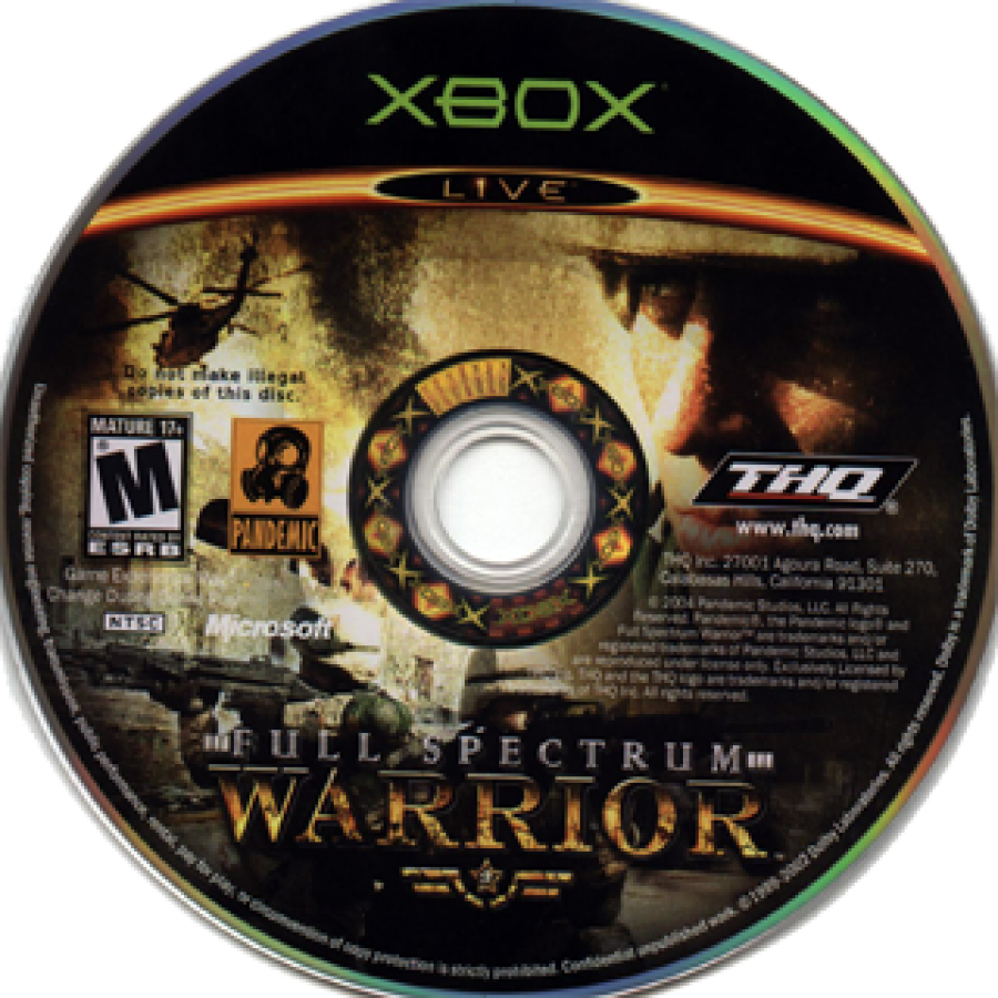 Full Spectrum Warrior disc for Xbox (XBOX) video game