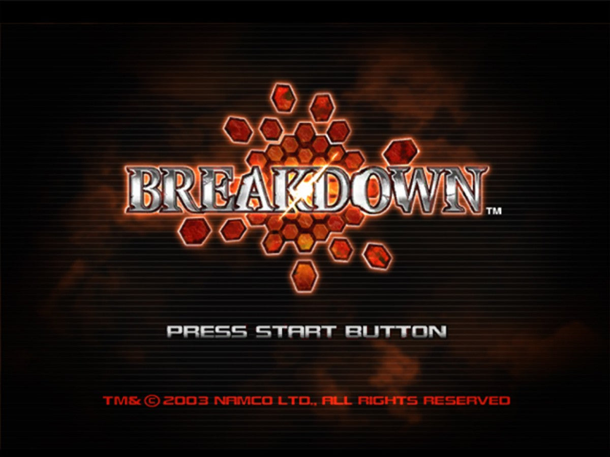 Breakdown retro Xbox video game Breakdown first person action adventure sci fi story driven combat shooter melee gameplay cinematic console title Xbox release title screen