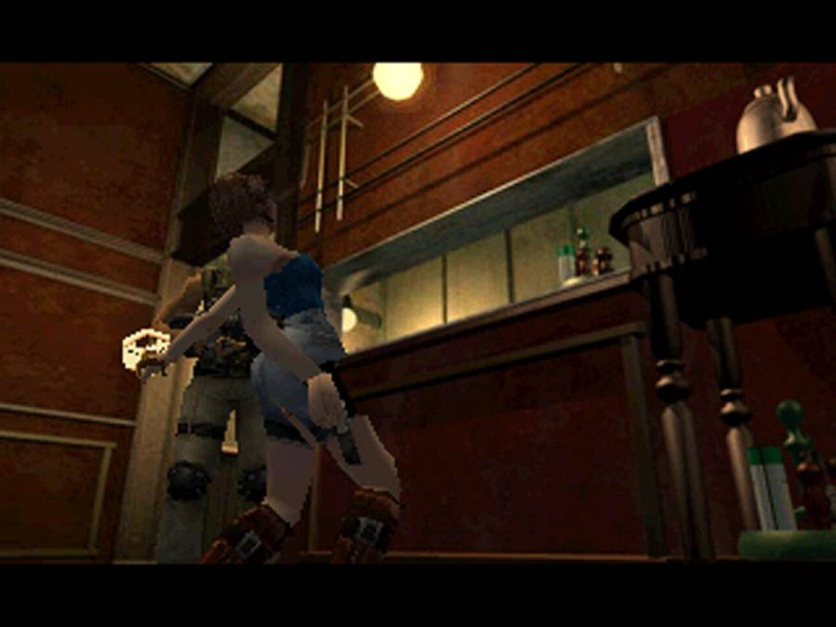 Resident Evil 3 Nemesis PlayStation 1 game featuring classic survival horror gameplay, fixed camera angles, and intense Nemesis encounters in Raccoon City gameplay screenshot