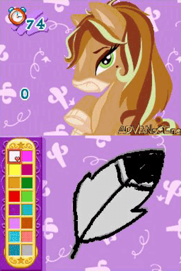 Bratz Ponyz 2 Nintendo DS video game, horse care and adventure gameplay, fashion and exploration, family-friendly handheld console title gameplay screenshot