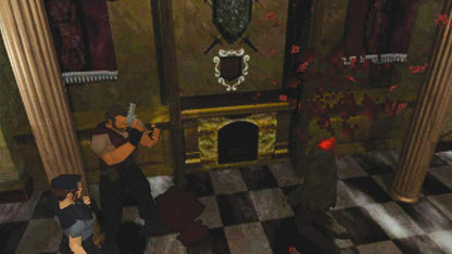 Resident Evil Directors Cut Greatest Hits PlayStation 1 game featuring classic survival horror gameplay, fixed camera angles, and the original Spencer Mansion experience gameplay