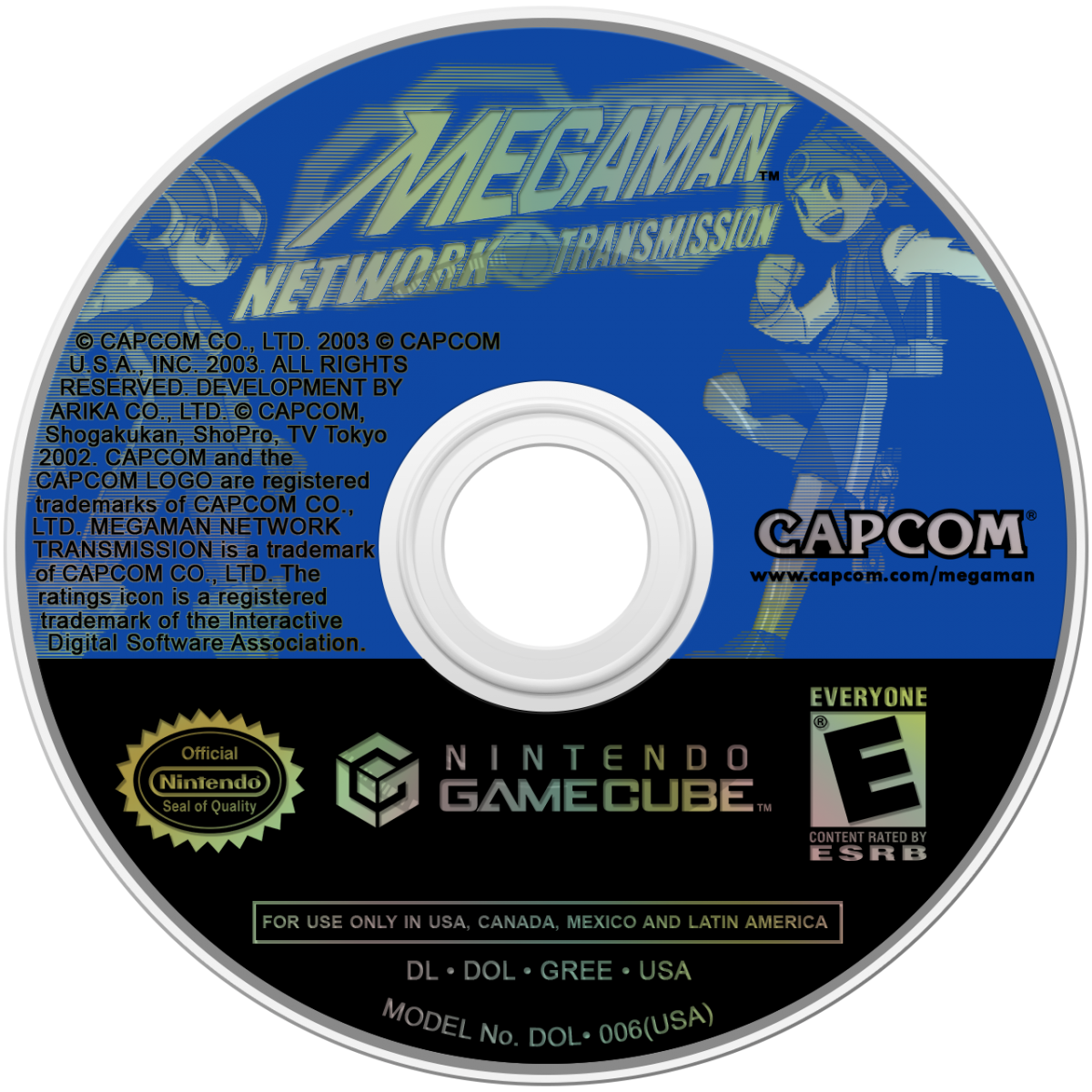 Mega Man Network Transmission GameCube GC video game, action platformer, MegaMan Battle Network series, sci-fi adventure, Nintendo GameCube title disc art  