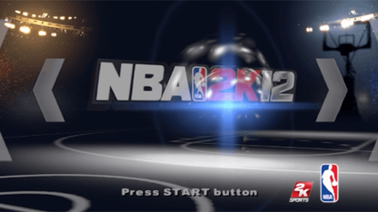 NBA 2K12 for PlayStation Portable (PSP) at Gamers INC, featuring the premier handheld basketball simulation that brings the "NBA's Greatest" mode to your pocket, allowing you to relive iconic careers of legends like Michael Jordan and Magic Johnson, while offering deep "Association" and "My Player" modes for a complete, high-performance pro basketball experience on the go main menu title screen