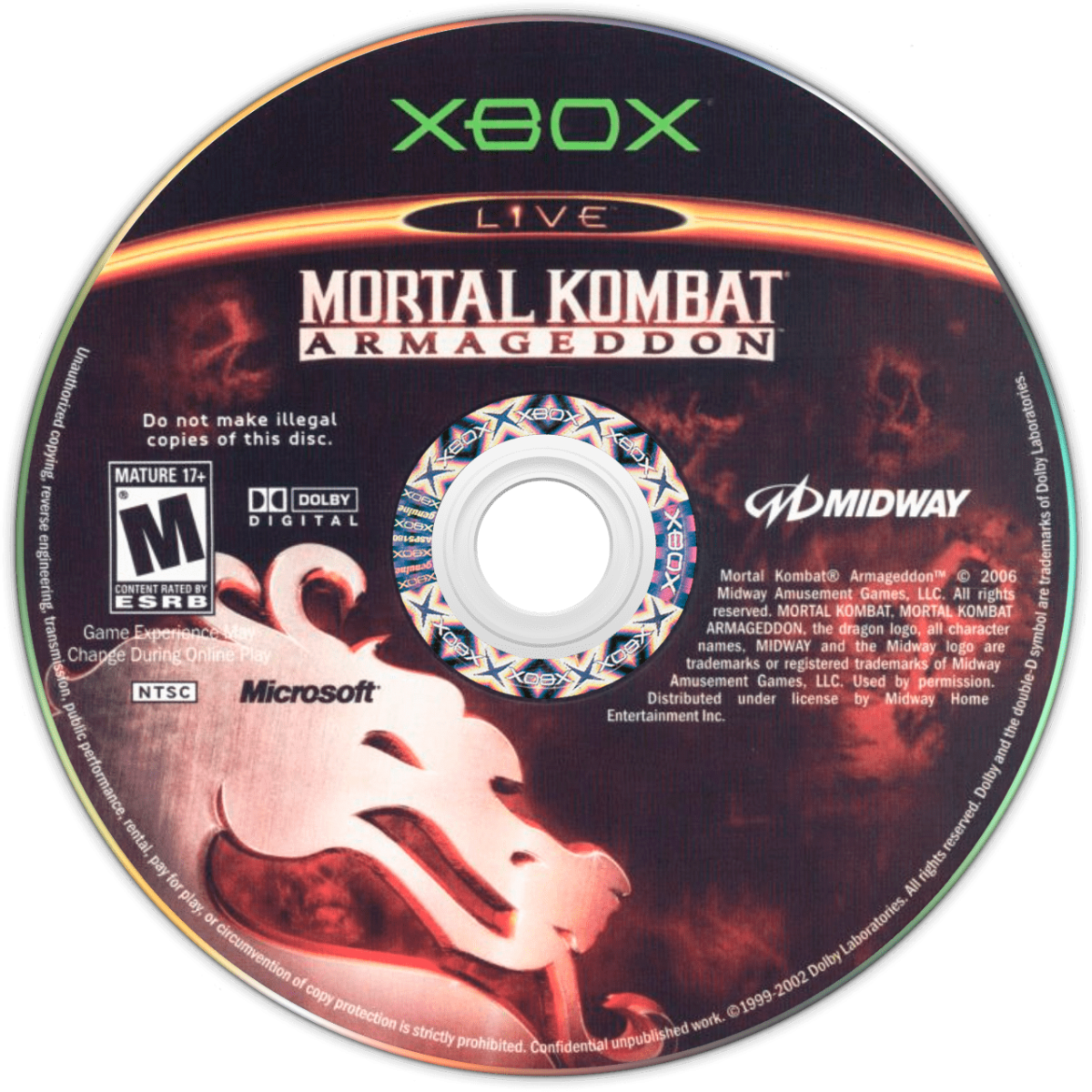 Mortal Kombat Armageddon Xbox game featuring brutal fighting action, massive character roster, and intense arcade-style combat disk