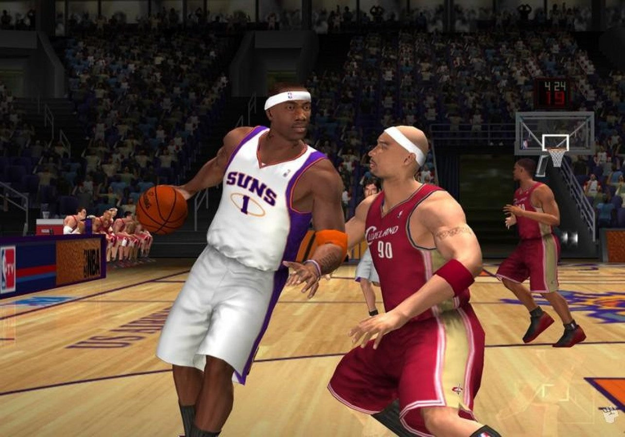 NBA 08 game for the PlayStation 2 featuring realistic basketball gameplay with NBA teams and players quick play and season modes and arcade style controls for fast paced matches gameplay 