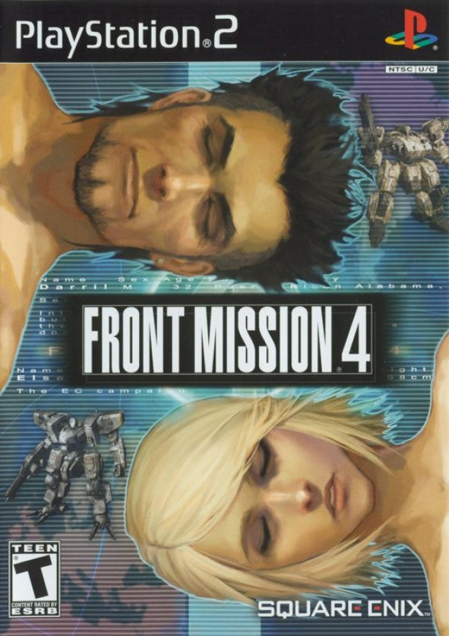 Front Mission 4 cover art for PlayStation 2 (PS2) tactical role-playing mecha strategy video game