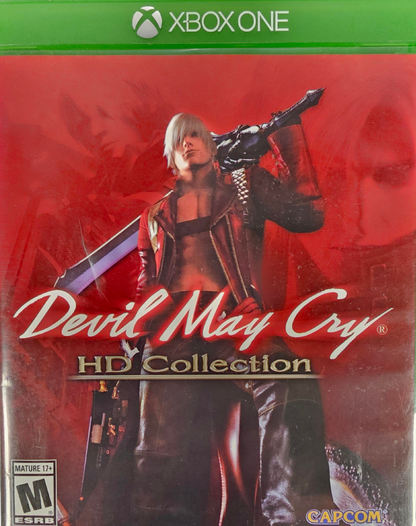 Devil May Cry HD Collection Xbox One XONE for action hack and slash video game fans featuring Dante demon hunting intense sword and gun combat powerful combos supernatural enemies challenging boss battles stylish action multiple adventures and high definition classic gameplay collectible gaming appeal front cover art