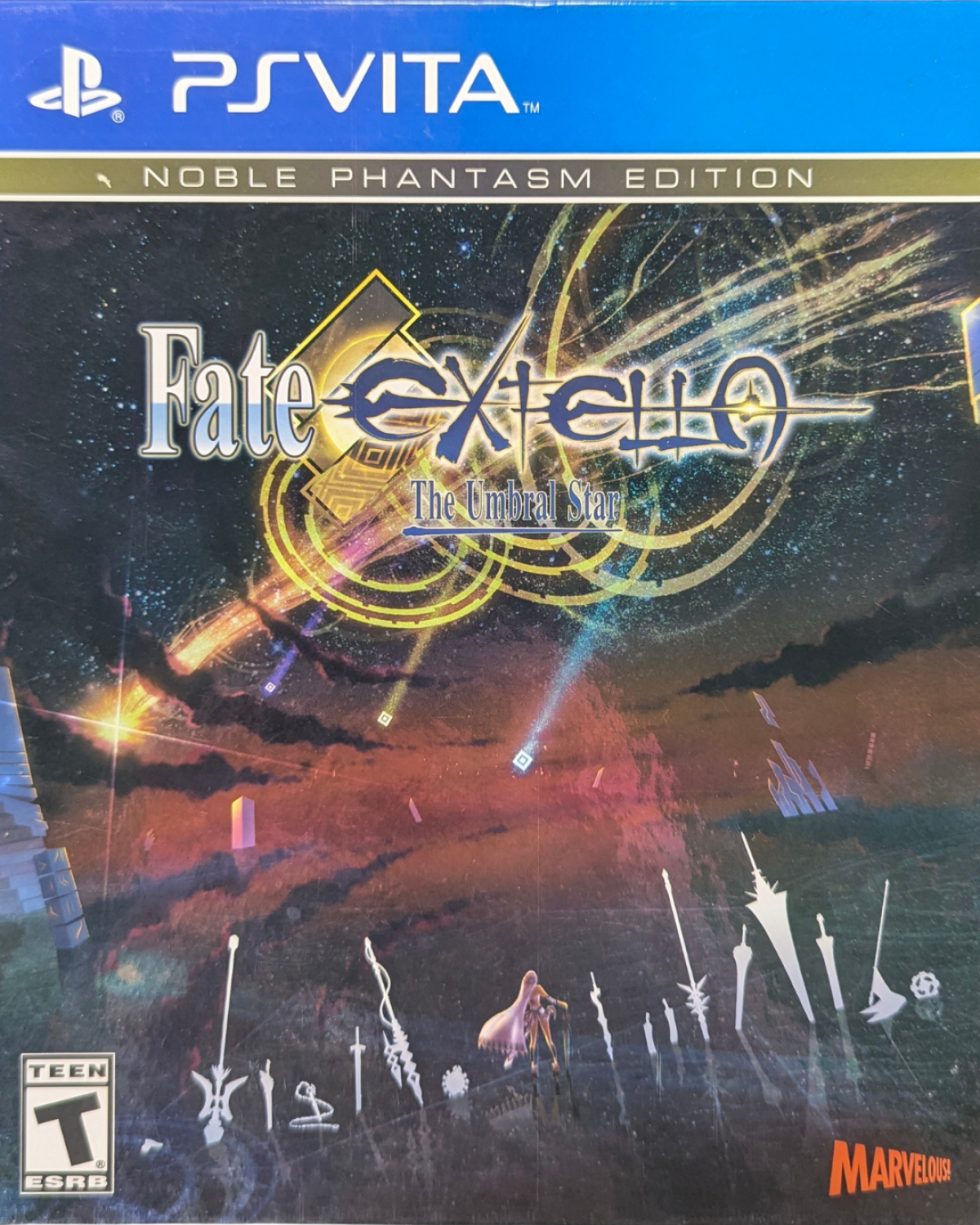 Fate/EXTELLA The Umbral Star Noble Phantasm Edition CIB PlayStation Vita video game, action RPG, musou-style combat, Fate series collector’s edition, handheld console title front cover