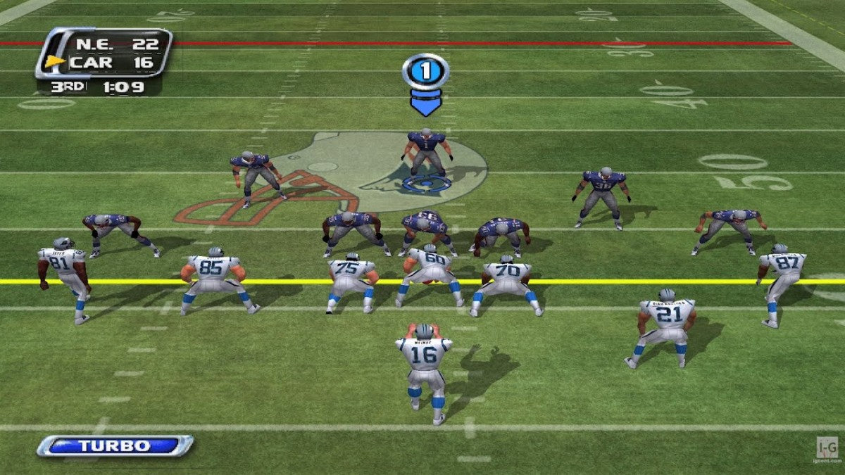 NFL Blitz 2002 Xbox video game, arcade-style football, fast-paced sports action, multiplayer, classic Midway football title gameplay screenshot