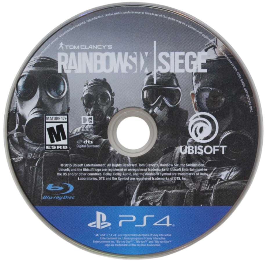 Tom Clancy's Rainbow Six: Siege [Gold Edition] – PlayStation 4 (PS4) video game disc, tactical first-person shooter.