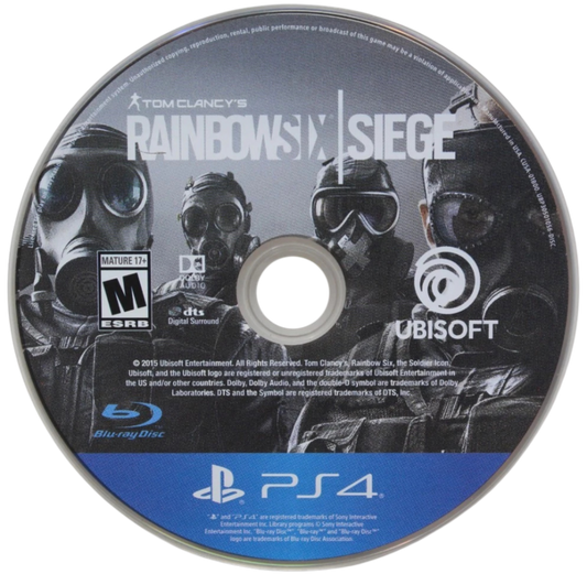 Tom Clancy's Rainbow Six: Siege [Gold Edition] – PlayStation 4 (PS4) video game disc, tactical first-person shooter.