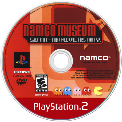 Namco 50th Anniversary PlayStation 2 PS2 for retro video game enthusiasts featuring classic arcade game compilation gameplay iconic Namco titles including action shooter racing maze and platforming favorites nostalgic retro gaming entertainment and collectible gaming appeal disc