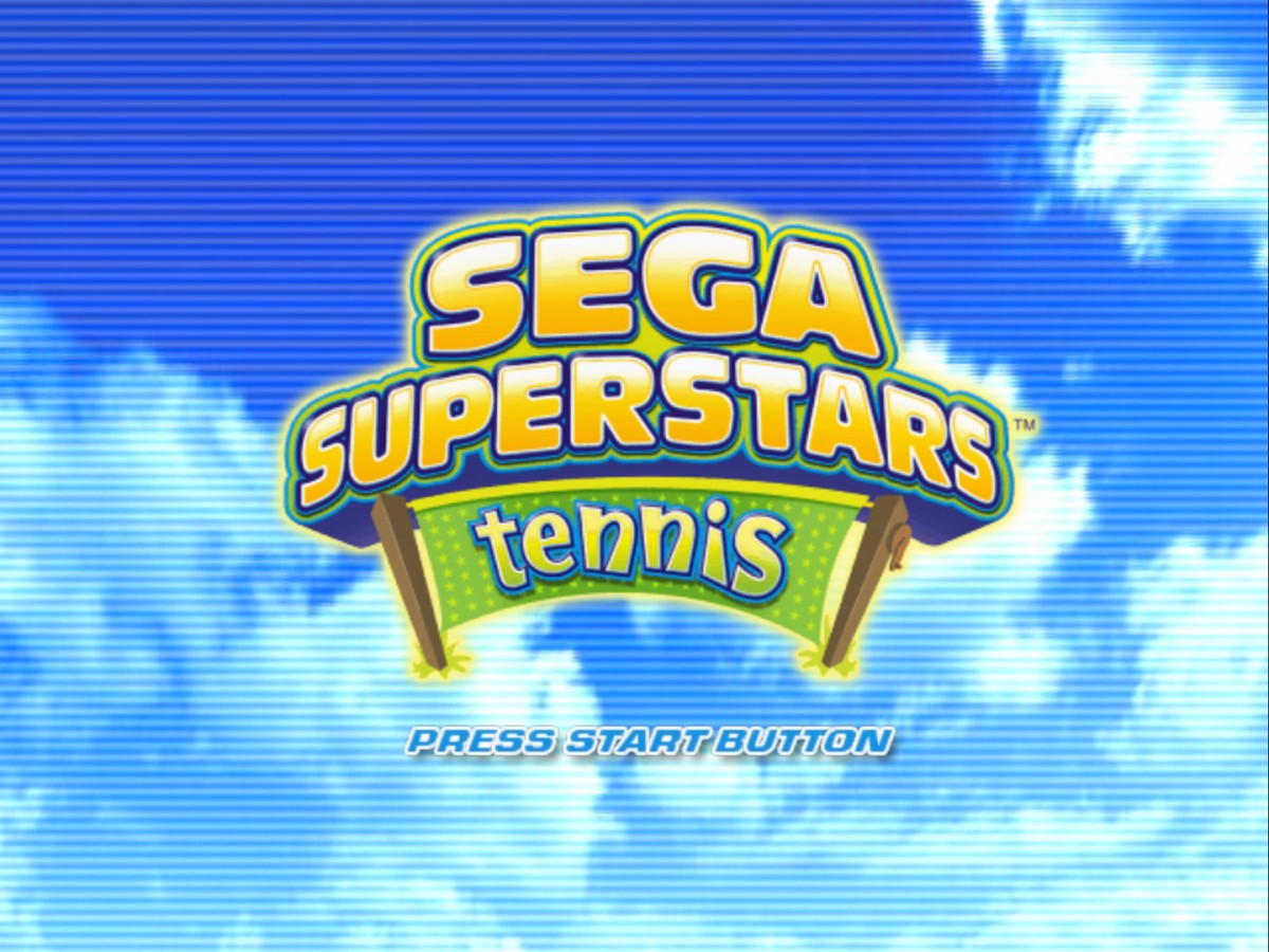 Sega Superstars Tennis – PlayStation 2 (PS2) video game title screen, tennis sports game.