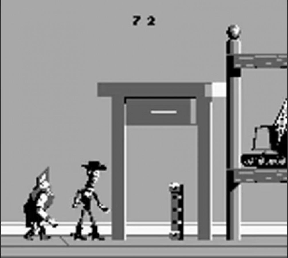 Toy Story for Game Boy (GB) at Gamers INC, featuring classic side-scrolling platform action inspired by the beloved Pixar film, where you play as Woody through varied levels packed with enemies, puzzles, and challenging jumps, delivering a nostalgic handheld adventure that brings the movie’s charm to retro gaming on the go gameplay screenshot