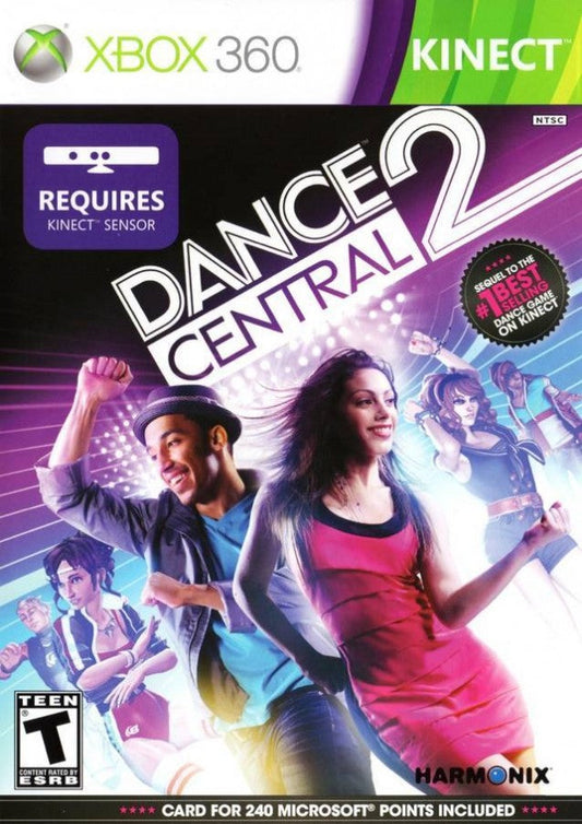 Dance Central 2 for Xbox 360 rhythm dance video game featuring full body Kinect motion tracking competitive dance battles multiplayer modes and high energy music driven gameplay experience cover art