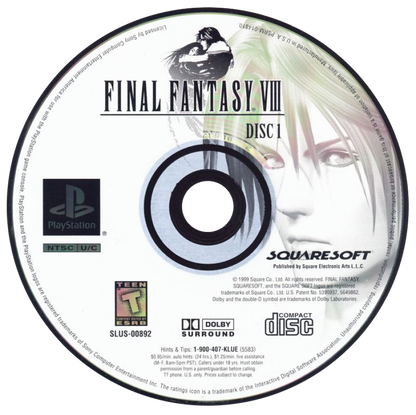 Final Fantasy VIII disc 1 for PlayStation 1 (PS1) retro JRPG video game