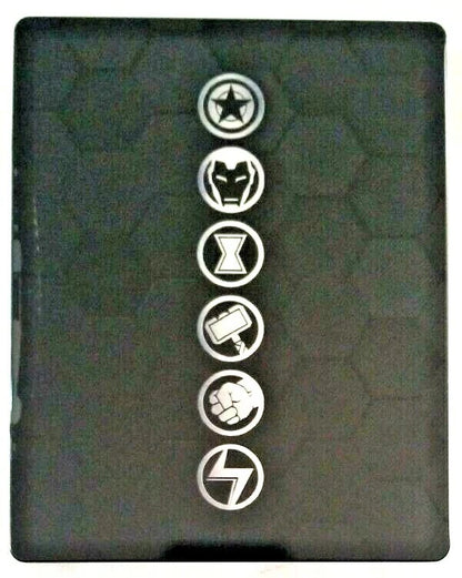 Marvel Avengers Steelbook Edition Xbox One action adventure superhero game Marvel Comics Avengers team Iron Man Captain America Thor Hulk Black Widow cooperative gameplay campaign story driven live service loot progression Square Enix Crystal Dynamics Xbox One game disc steelbook collector edition bonus content digital extras cosmic threat superhero combat back cover  