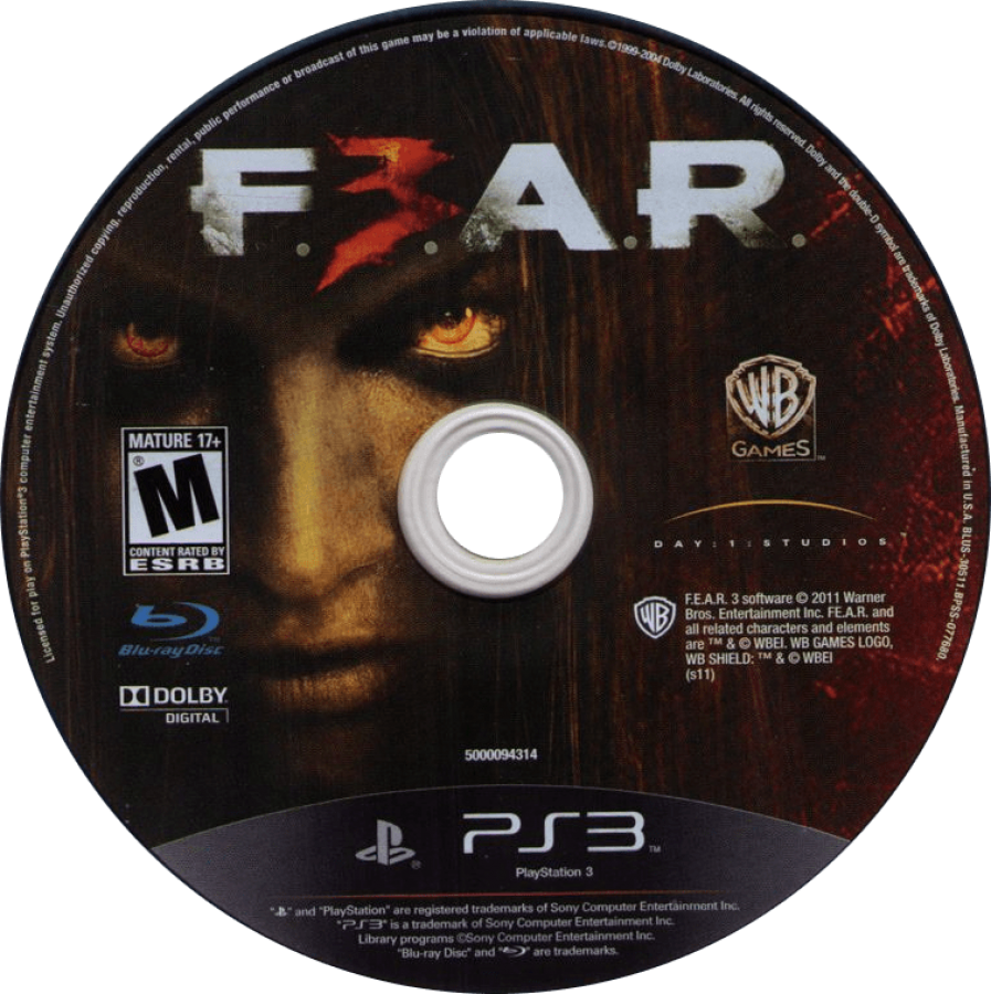 F.E.A.R. 3 disc for PlayStation 3 PS3 video game