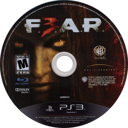 F.E.A.R. 3 disc for PlayStation 3 PS3 video game