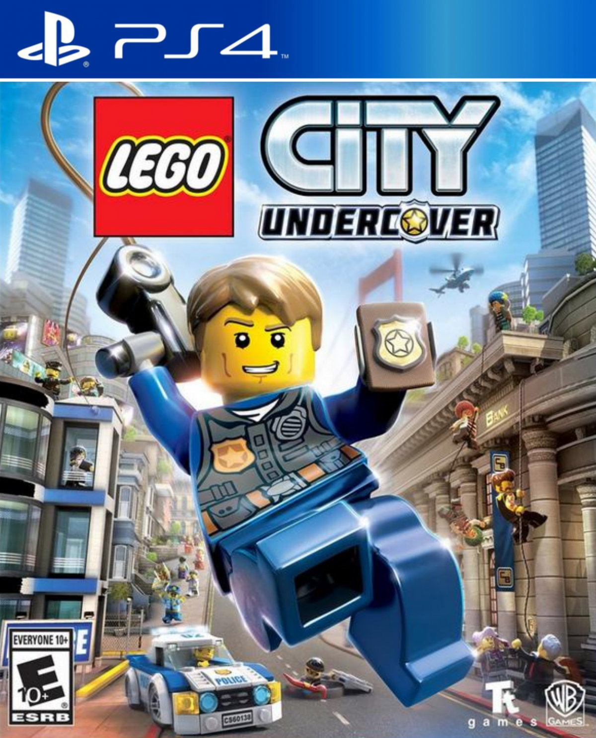 LEGO City Undercover PlayStation 4 open-world action-adventure video game brick-building humor Chase McCain undercover police officer free roam LEGO city driving disguises cover art
