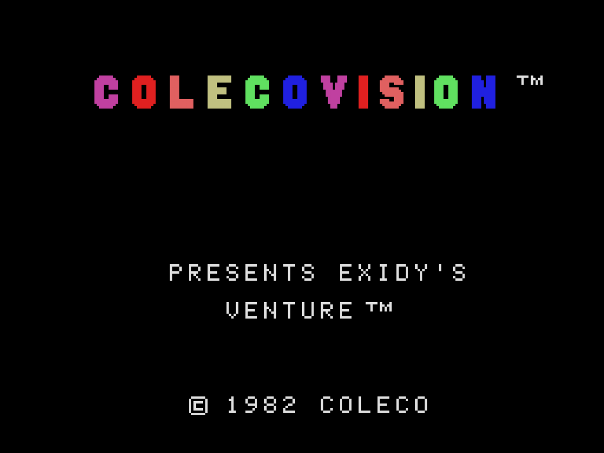 Venture title screen for ColecoVision (CV) video game