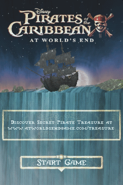 Pirates of the Caribbean: At World's End start screen for Nintendo DS (DS) action adventure video game