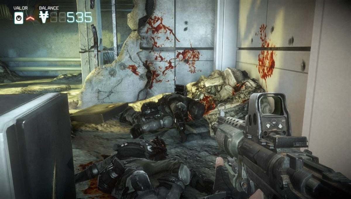 Killzone Mercenary game for the PlayStation Vita featuring first person shooter gameplay with high quality console style visuals for handheld stealth and action missions contract based objectives and multiplayer modes set in the Killzone universe where players work as a mercenary for both sides of the war gameplay