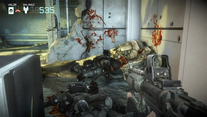 Killzone Mercenary game for the PlayStation Vita featuring first person shooter gameplay with high quality console style visuals for handheld stealth and action missions contract based objectives and multiplayer modes set in the Killzone universe where players work as a mercenary for both sides of the war gameplay