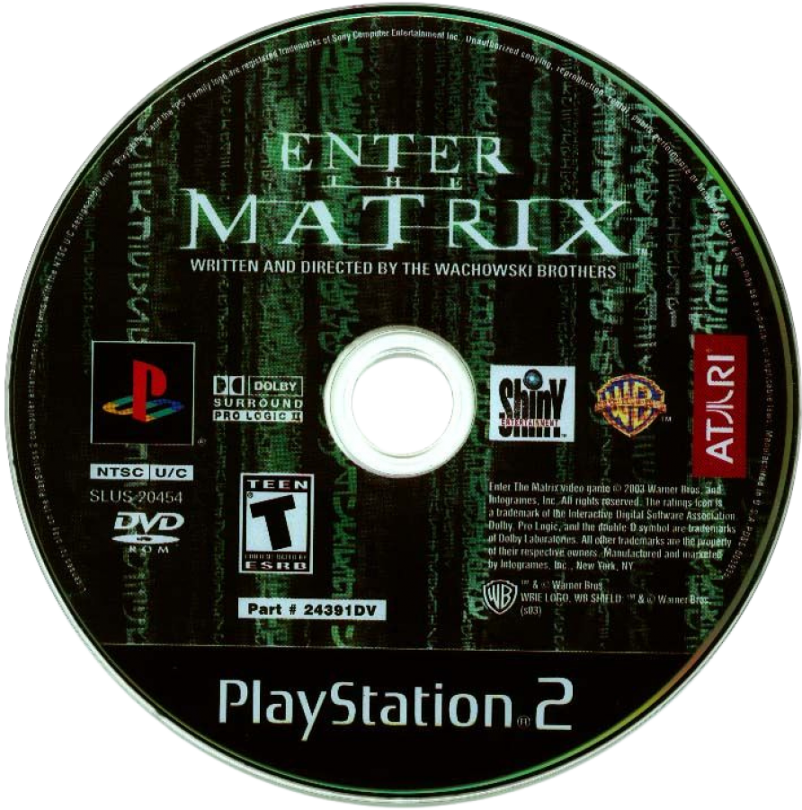Enter the Matrix disc for PlayStation 2 (PS2) action-adventure video game based on The Matrix film series