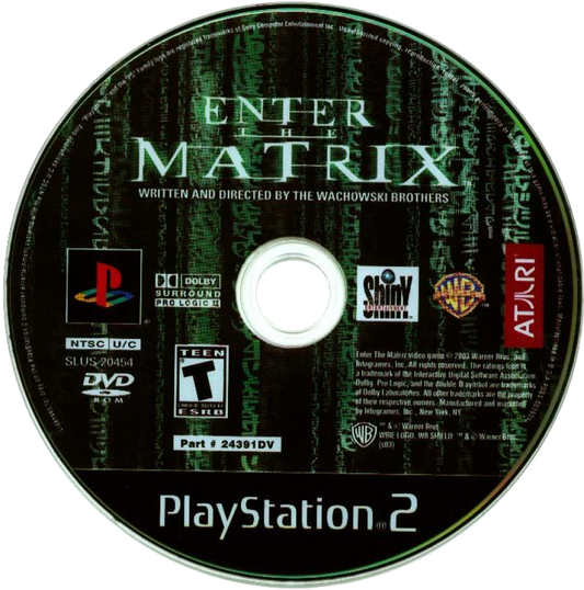 Enter the Matrix disc for PlayStation 2 (PS2) action-adventure video game based on The Matrix film series