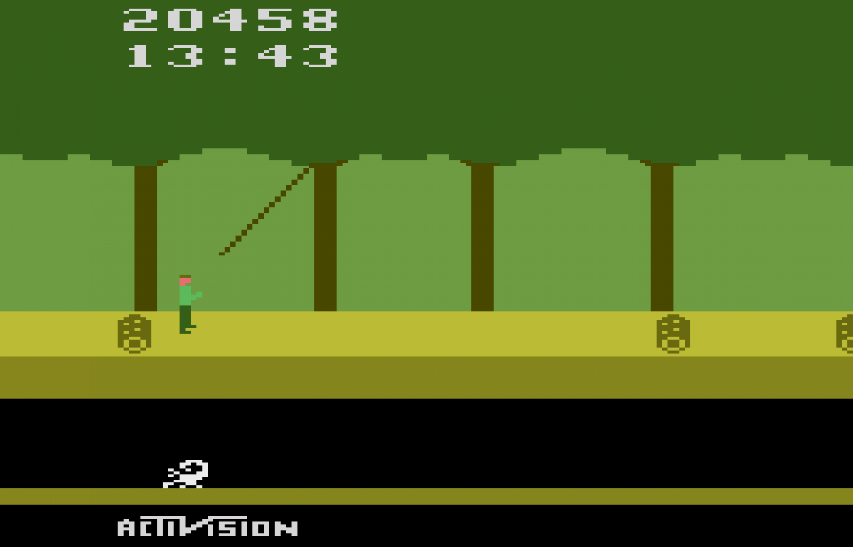Pitfall! for Atari 2600 with classic jungle platforming and treasure-hunting theme gameplay