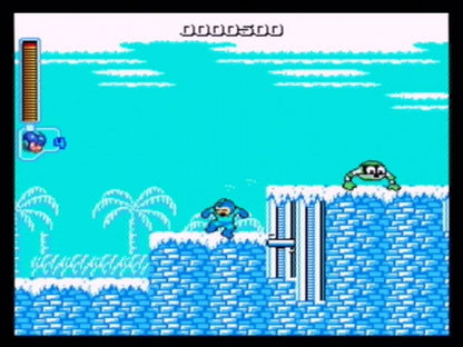 Mega Man Anniversary Collection PlayStation 2 (PS2) gameplay showing classic characters and bold retro graphics.