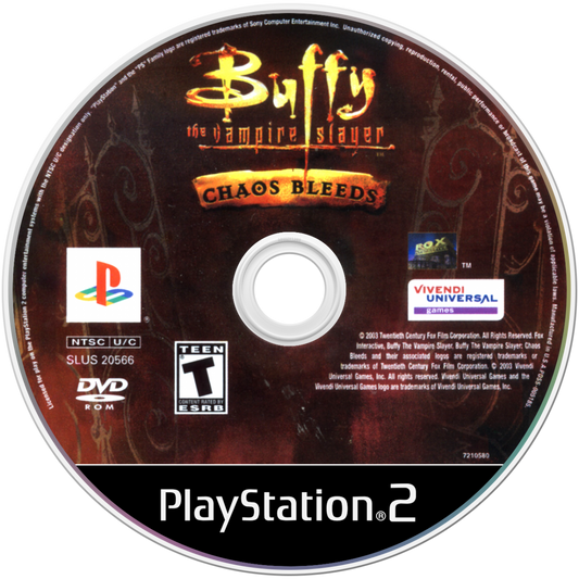 Buffy the Vampire Slayer: Chaos Bleeds for PlayStation 2 with action-adventure and supernatural combat theme disc