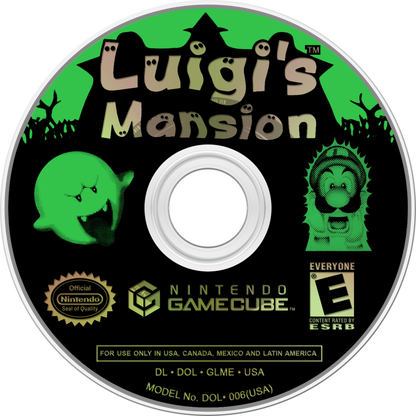 Luigi’s Mansion Player’s Choice for GameCube with ghost-catching adventure and spooky mansion exploration disc