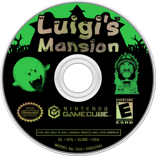 Luigi’s Mansion Player’s Choice for GameCube with ghost-catching adventure and spooky mansion exploration disc