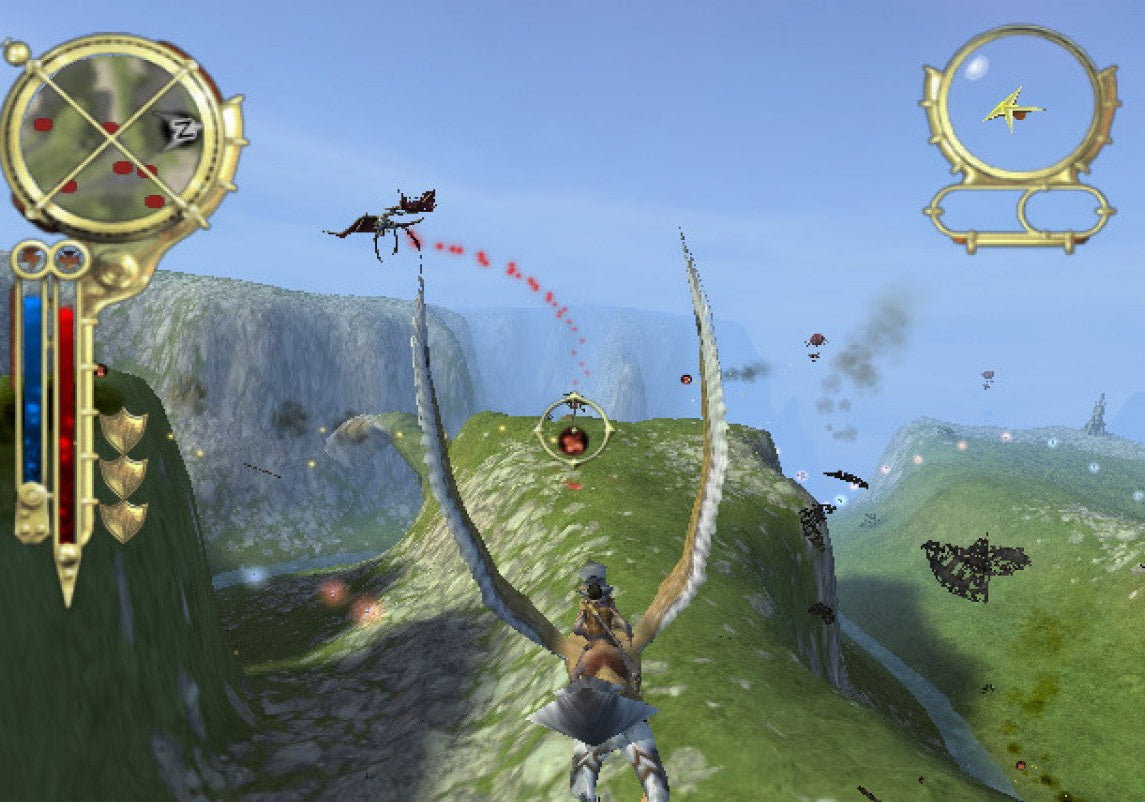 Savage Skies PS2 Sony PlayStation 2 fantasy aerial combat game dragon riding flying beasts air battles medieval fantasy setting multiplayer combat arcade flight gameplay retro gaming PlayStation 2 software video game title gameplay