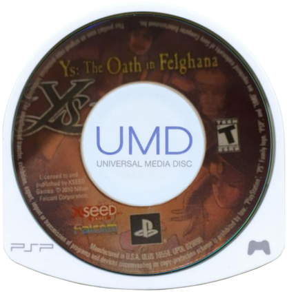 Ys: The Oath in Felghana disc for PlayStation Portable (PSP) action RPG game