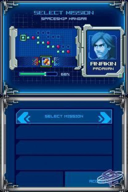 Star Wars Episode III Revenge of the Sith cartridge for the Nintendo DS featuring action combat gameplay based on the movie with lightsaber battles force powers and cinematic missions following Anakin and Obi Wan gameplay