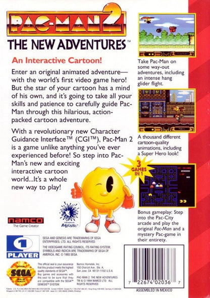 Pac-Man 2: The New Adventures back cover art for Sega Genesis (GEN) video game