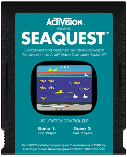 Seaquest CARTRIDGE art for Atari 2600 (2600) video game 