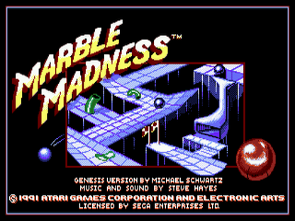 Marble Madness title screen for Sega Genesis (GEN) video game