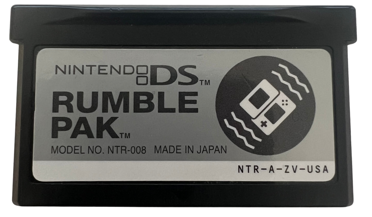Nintendo DS Rumble Pak accessory, product image for a vibration feedback add-on cartridge providing rumble functionality for compatible Nintendo DS games