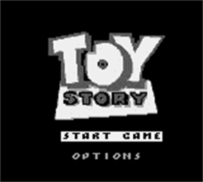 Toy Story for Game Boy (GB) at Gamers INC, featuring classic side-scrolling platform action inspired by the beloved Pixar film, where you play as Woody through varied levels packed with enemies, puzzles, and challenging jumps, delivering a nostalgic handheld adventure that brings the movie’s charm to retro gaming on the go main menu title screen